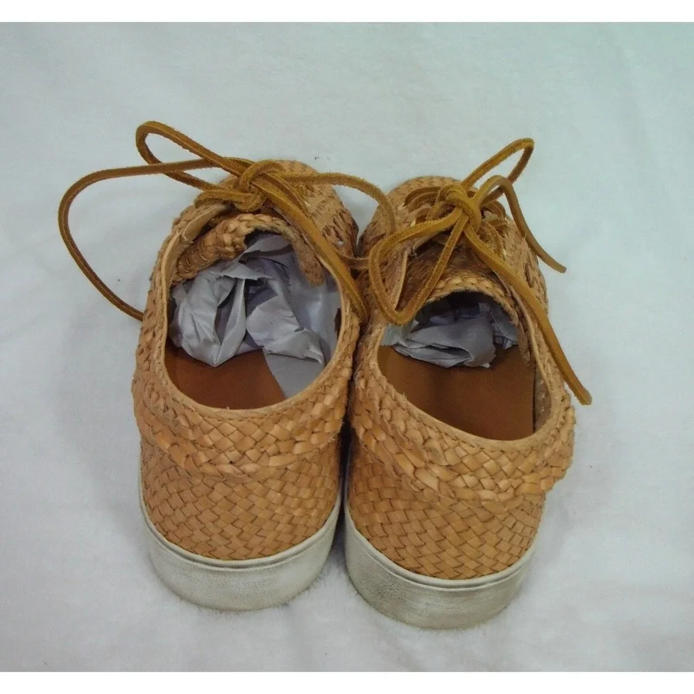 Michael Kors Woven Leather Sneakers Womens 39.5 US9 Brown Comfort Boho Granola
